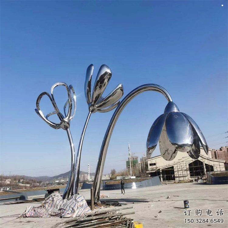 萬(wàn)寧百合花雕塑承接，城市裝飾，大型不銹鋼百合花雕塑公司