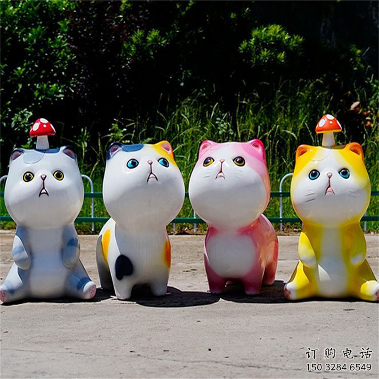 五指山房地產(chǎn)貓咪雕塑，仿古動漫雕塑，公園動物制造