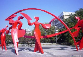 平?jīng)雠ぱ砀璧袼?，民俗舞蹈雕塑，不銹鋼抽象音樂人雕塑