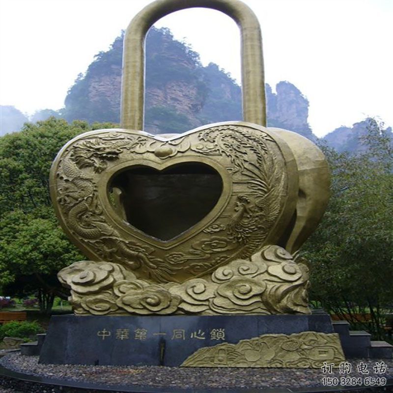 許昌藝術(shù)同心鎖雕塑承接，景區(qū)案例，公園鎖子雕塑定制