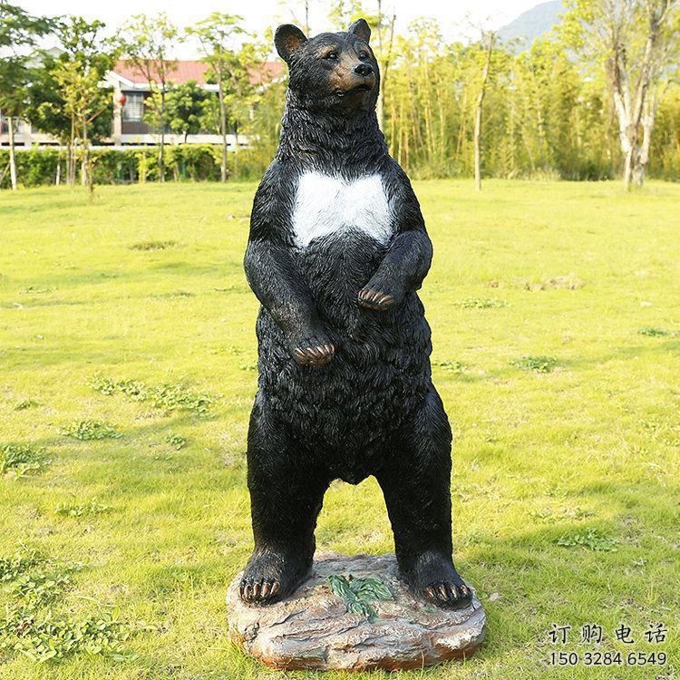 七臺河街道黑熊雕塑，仿真動物雕塑，古銅效果