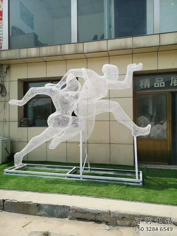 葫蘆島鏤空體育雕塑供求，白鋼構(gòu)件，鐵藝人物雕塑觀賞型