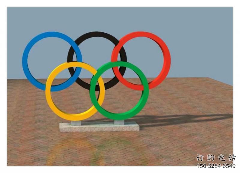 阿拉善盟五環(huán)不銹鋼雕塑，現(xiàn)代景觀擺件，烤漆工藝制作