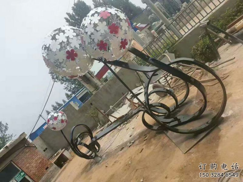 包頭大型蒲公英坐凳雕塑，現(xiàn)代元素設(shè)計(jì)，不銹鋼坐凳雕塑