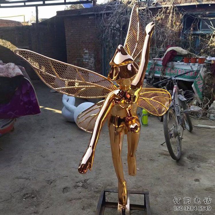 鹽池小精靈雕塑，抽象卡通雕塑，美陳人物擺件