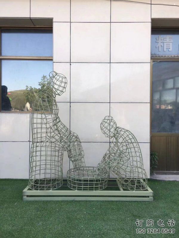 隆德鏤空孝道雕塑通用，街景小品，鐵藝洗腳雕塑制造