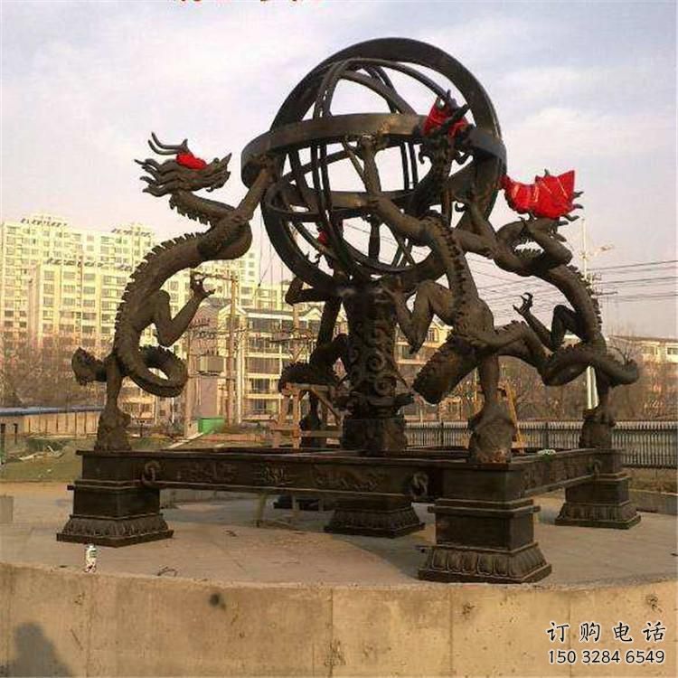 街道地動儀雕塑，鍛造景觀雕塑，古銅效果