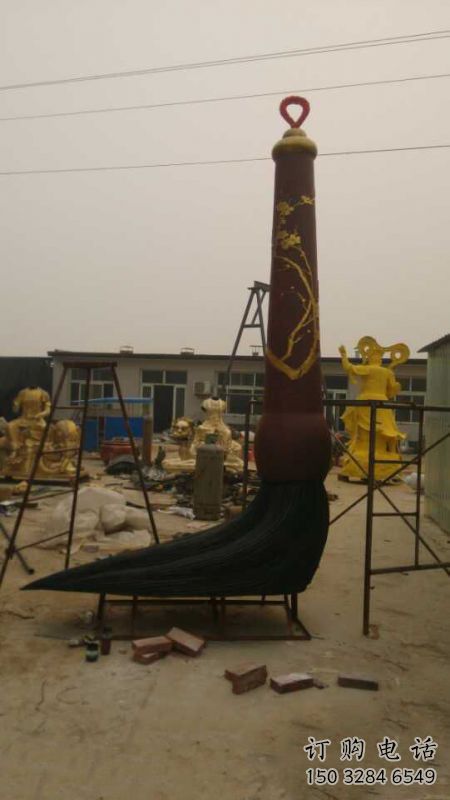 街道毛筆雕塑，鍛造景觀雕塑，古銅效果