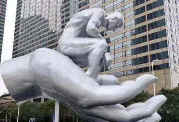金鳳沉思者雕塑，景觀雕塑，手托人物雕塑廠家提供