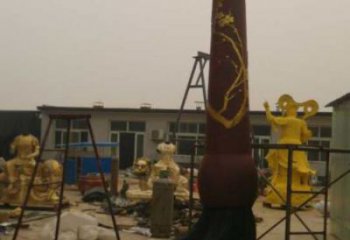 街道毛筆雕塑，鍛造景觀雕塑，古銅效果