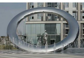玉樹小區(qū)圓環(huán)雕塑，水簾噴泉雕塑，水景藝術(shù)效果