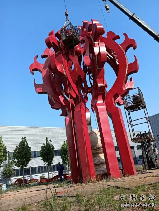 濟(jì)寧火球雕塑，精神堡壘火球雕塑落地展示