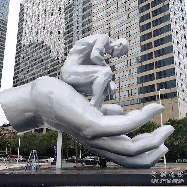 拉薩市沉思者雕塑，景觀雕塑，手托人物雕塑廠家提供