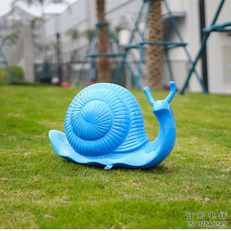 曲水彩繪蝸牛雕塑廠家，園林動物小品，玻璃鋼蝸牛雕塑生產(chǎn)