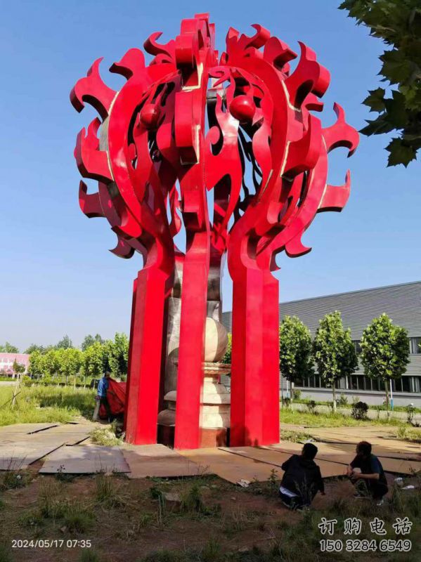 克孜勒蘇柯火球雕塑，精神堡壘火球雕塑落地展示