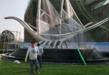 濱州帆船噴泉雕塑，水景水秀組合，旱地帆船噴泉雕塑廠家