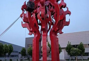 克拉瑪依火球雕塑，精神堡壘火球雕塑落地展示