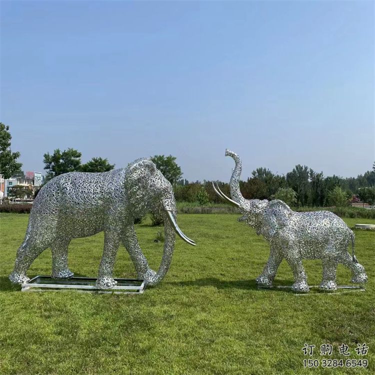 玉溪鏤空大象雕塑制造商，動物擺件，透雕大象雕塑定制