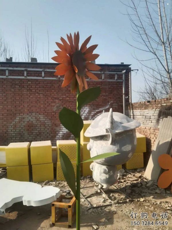 紹興太陽(yáng)花雕塑工程，美陳雕塑，玻璃鋼太陽(yáng)花雕塑廠家