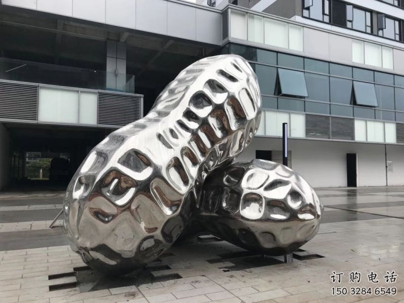 濱江花生雕塑制造，白鋼構(gòu)件，不銹鋼花生雕塑提供