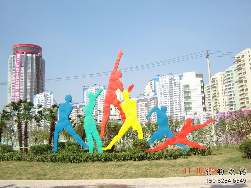 西湖投籃雕塑，剪影工藝制作，不銹鋼體育人物雕塑