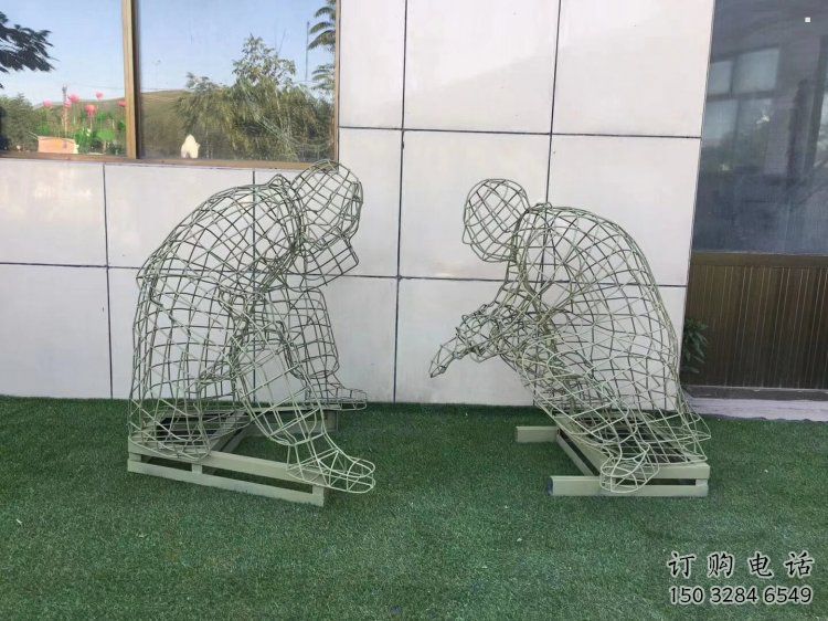 巴南鏤空下棋雕塑供需，廣場(chǎng)雕塑，鐵藝民俗人物雕塑選用