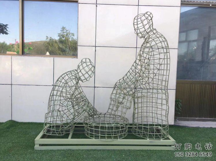 大渡口鏤空洗腳雕塑制作，園林裝飾，鐵藝孝道人物雕塑