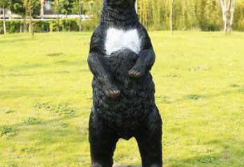 萬盛街道黑熊雕塑，仿真動物雕塑，古銅效果