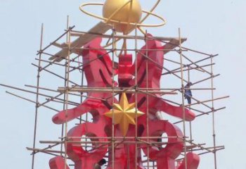 萬盛景觀科技之星雕塑選用，美陳雕塑，抽象不銹鋼科技之星雕塑標準