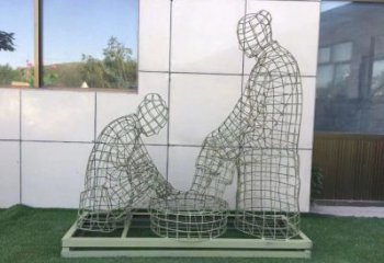 大渡口鏤空洗腳雕塑制作，園林裝飾，鐵藝孝道人物雕塑