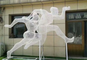 巴南鏤空體育雕塑供求，白鋼構件，鐵藝人物雕塑觀賞型