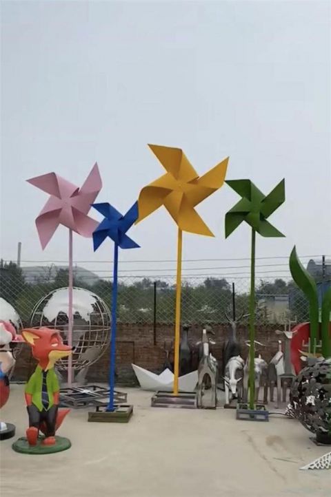 草地風(fēng)車(chē)雕塑 現(xiàn)代校園旋轉(zhuǎn)雕塑 大型旋轉(zhuǎn)雕塑